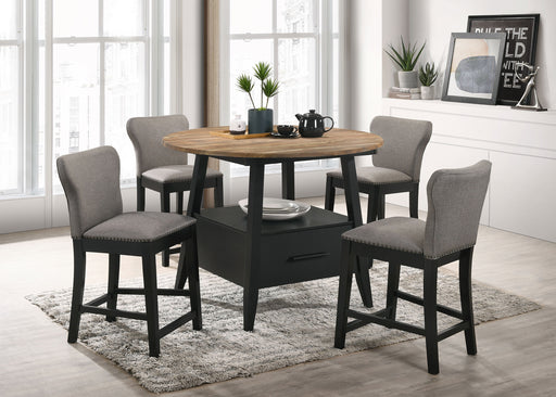 Gibson Round 5-piece Counter Height Dining Set Yukon Oak and Black image