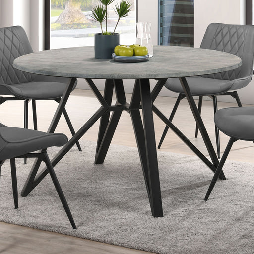 Neil Round Wood Top Dining Table Concrete and Black image