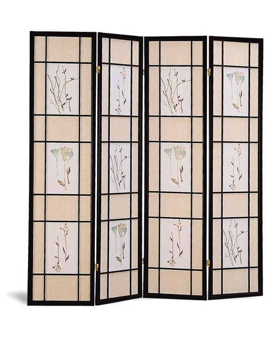 Catabella 4-panel Floral Print Folding Screen Multi-color