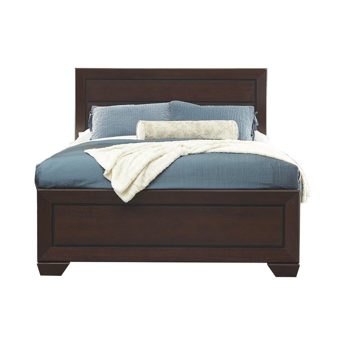 Kauffman California King, Eastren King, & Queen Panel Bed Dark Cocoa