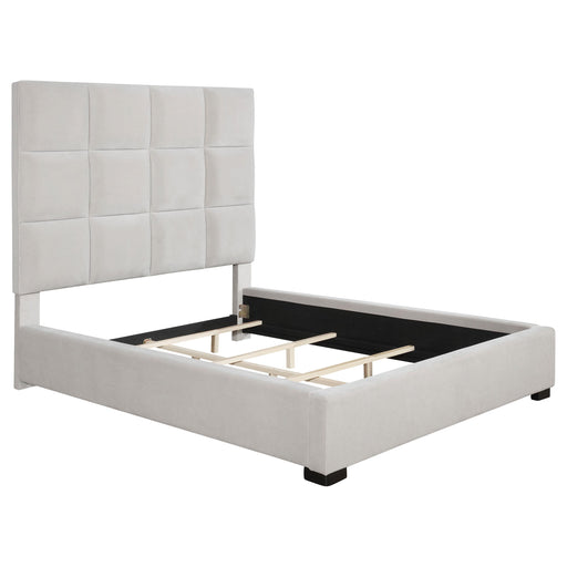 Panes Queen Tufted Upholstered Panel Bed Beige image