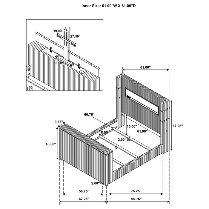 Tisdall Wingback TV Bed with Flame Visualizer