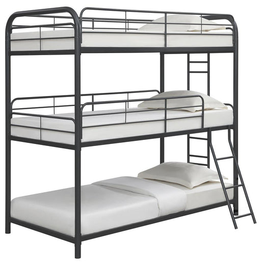Garner Triple Twin Bunk Bed with Ladder Gunmetal image