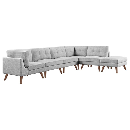 Churchill 6-piece Upholstered Modular Tufted Sectional Grey and Walnut image