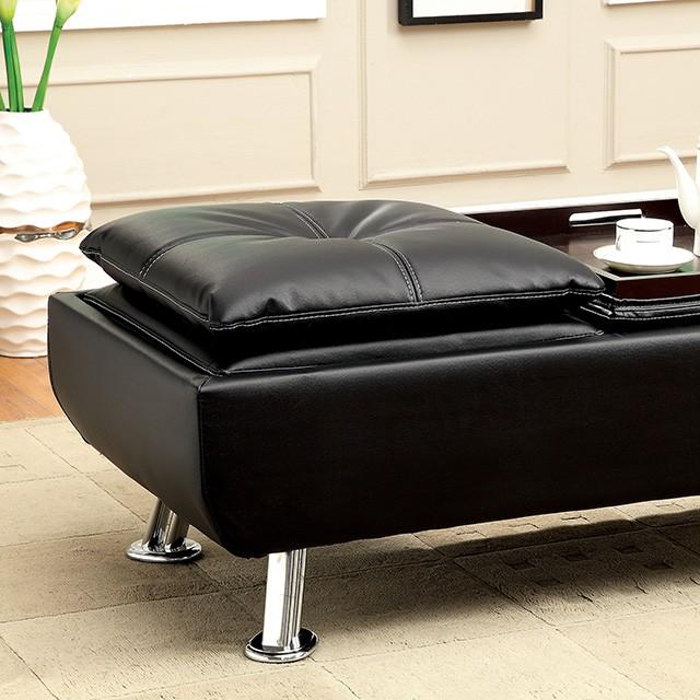 HAUSER II Black/Chrome Ottoman, Black