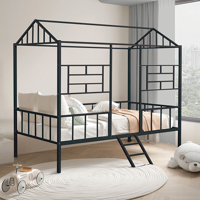 Rhonda Twin Loft Bed White, Silver, & Black